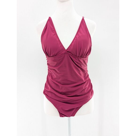 Berry Pink Maternity Adjustable Strap Stretchy Swimsuit Size Large - Picture 1 of 9